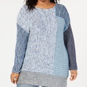 Style & Co. Plus Colorblock Tunic Pullover Sweater
